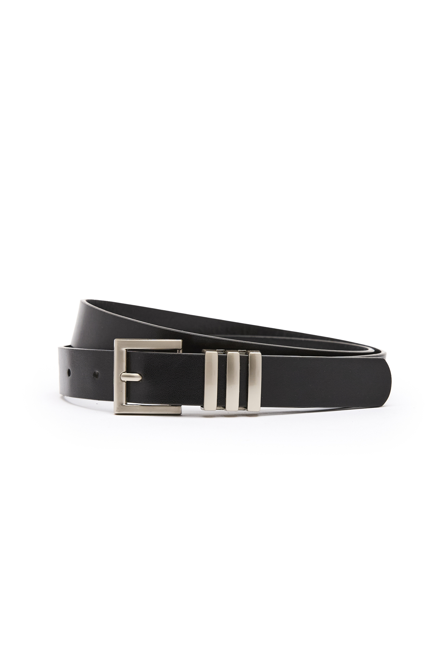 Black Belt with Silver Square Buckle & 3 Loops