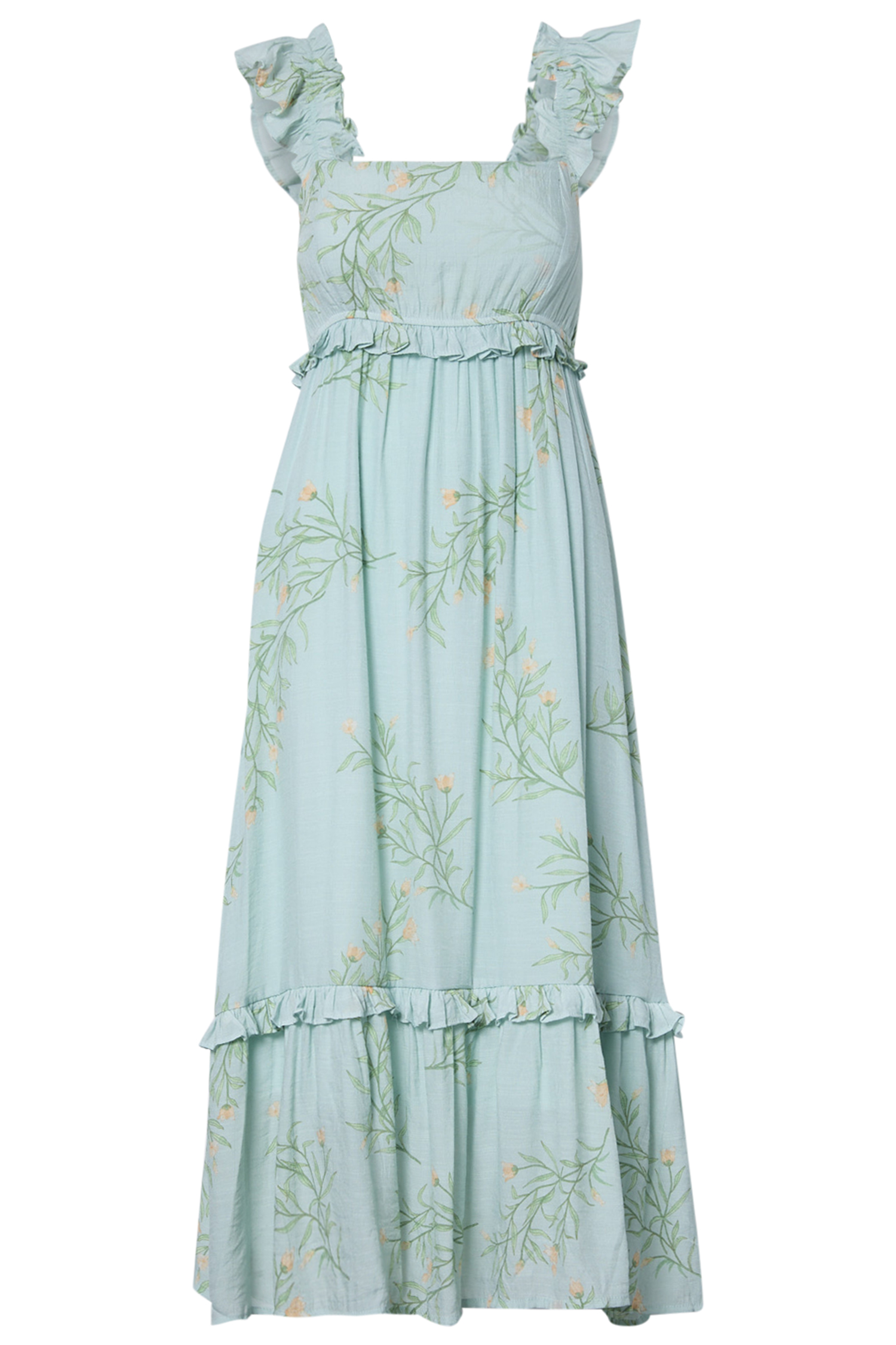 Floral Print Ruffled Sleeve Dress