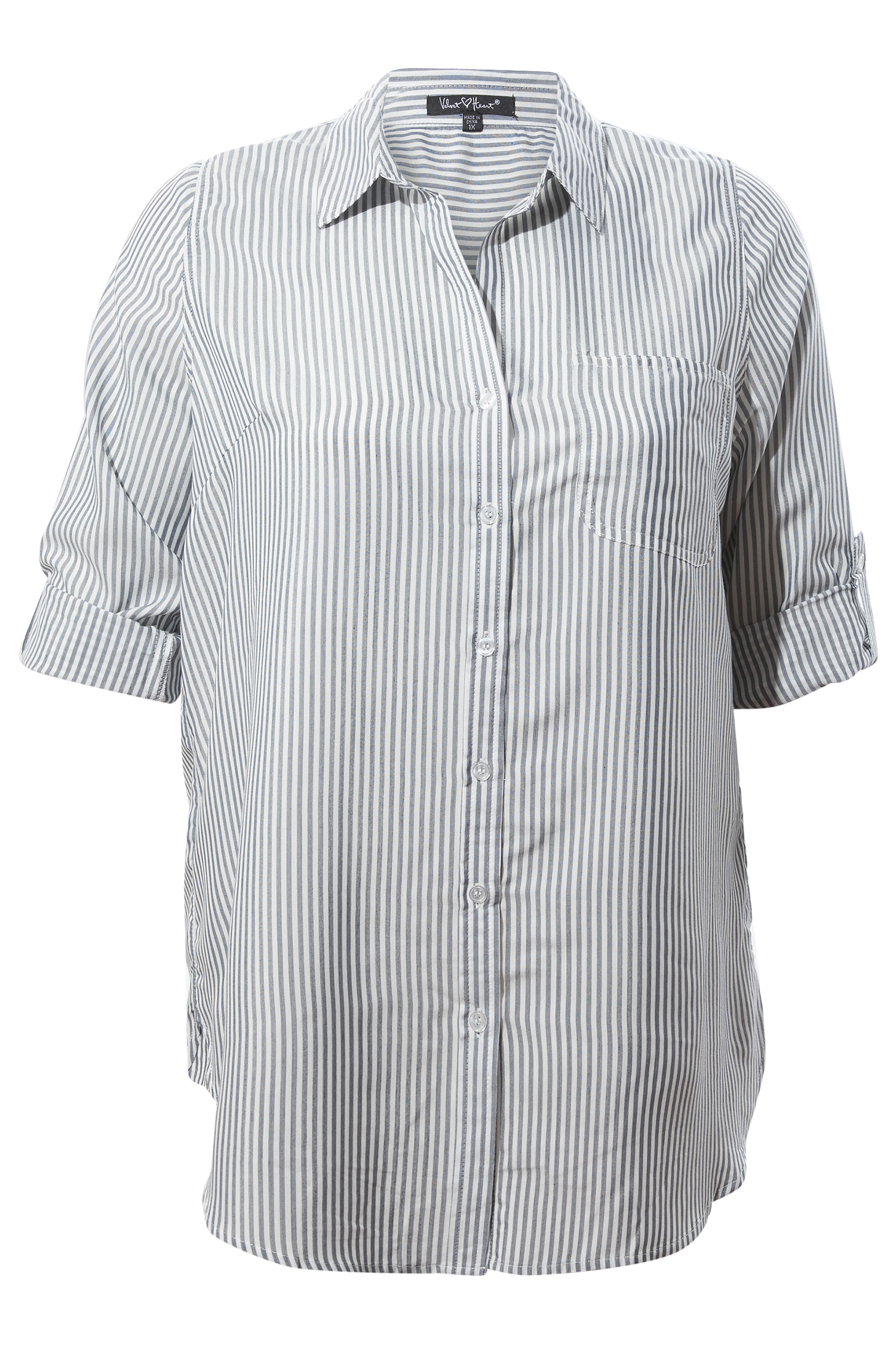 Buttoned Front Striped Top