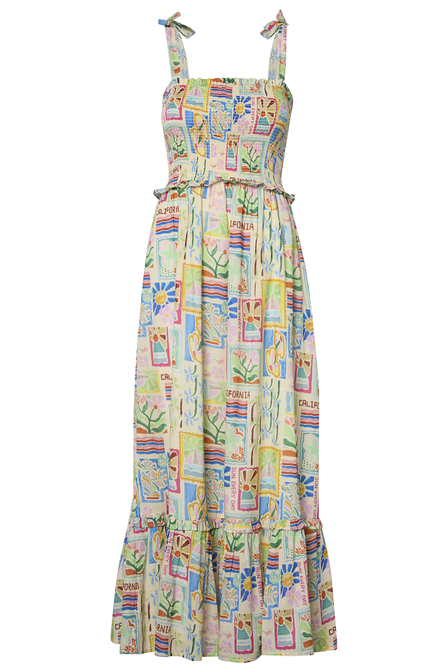 Tie Strap Printed Midi Dress