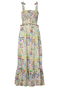Tie Strap Printed Midi Dress